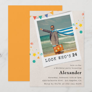 Funny Photo 24th birthday invitations Men
