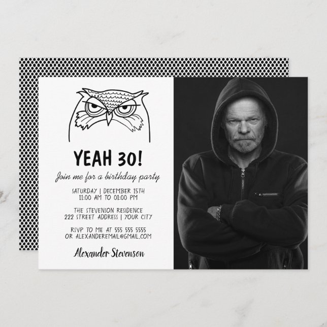 Funny Photo 30th Birthday Invitation (Front/Back)