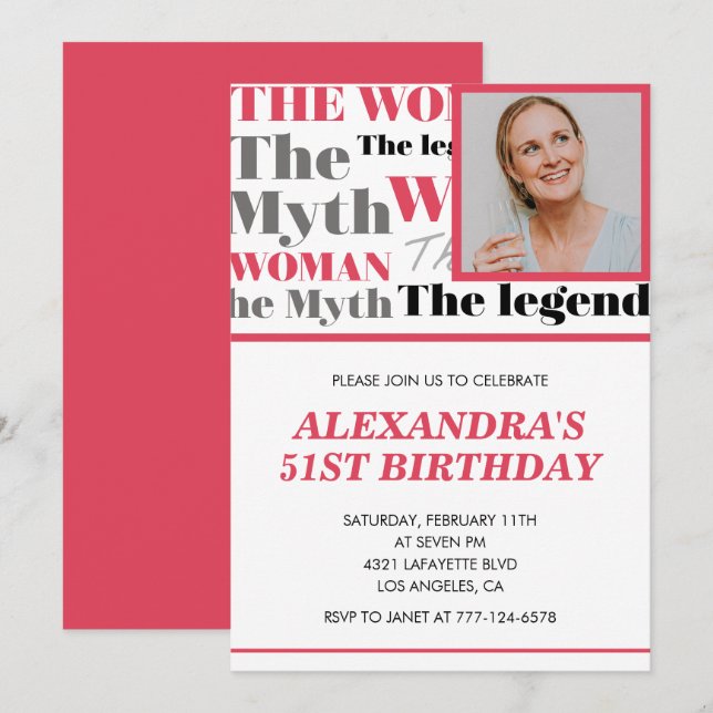Funny Photo 51st birthday invitation Contemporary (Front/Back)
