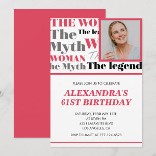 Funny Photo 61st birthday invitation Contemporary