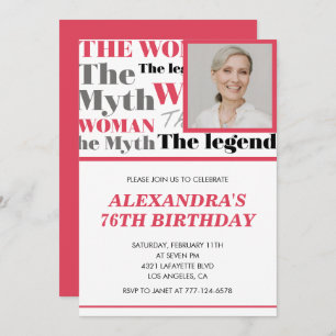 Funny Photo 76th birthday invitation Contemporary