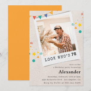 Funny Photo 78th birthday invitations Men