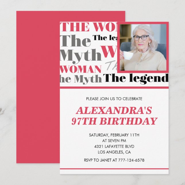 Funny Photo 97th birthday invitation Contemporary (Front/Back)