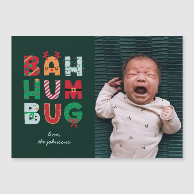 Funny Photo Bah Humbug Holiday Card (Front)