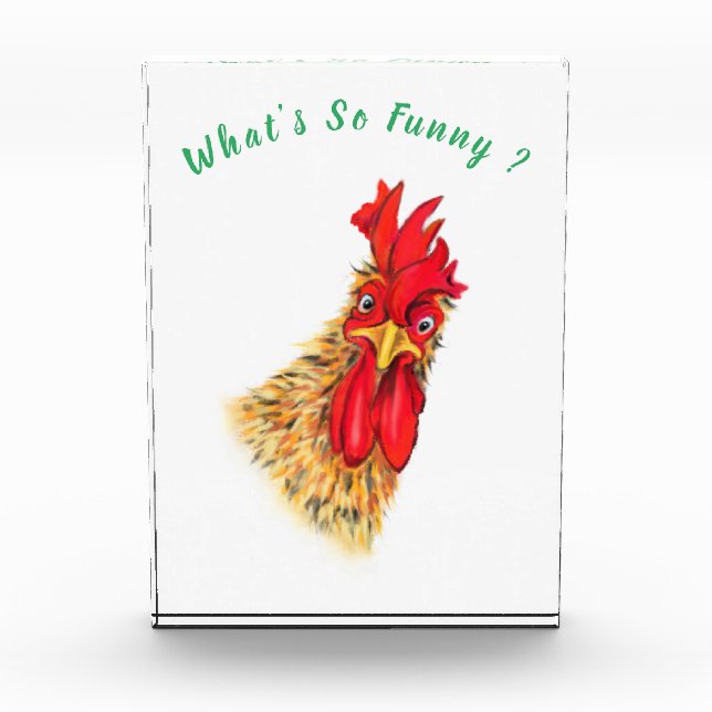 Funny Photo Block Surprised Rooster - Custom Text (Front)