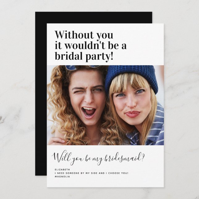 Funny Photo Bridesmaid Proposal Card (Front/Back)