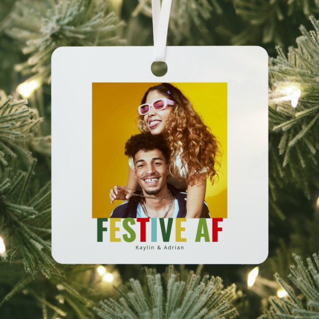 Funny Photo Christmas Festive AF Metal Tree Decoration (Insitu)