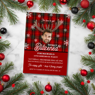 Funny Photo Face Blitzened Christmas Birthday Invitation