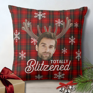 Funny Photo Face Blitzened Christmas Custom Gift Cushion