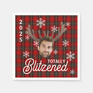 Funny Photo Face Blitzened Christmas Custom Gift Napkin