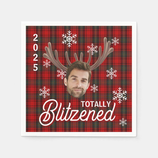 Funny Photo Face Blitzened Christmas Custom Gift Napkin (Front)