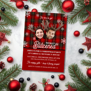 Funny Photo Face Blitzened Christmas Party Invitation