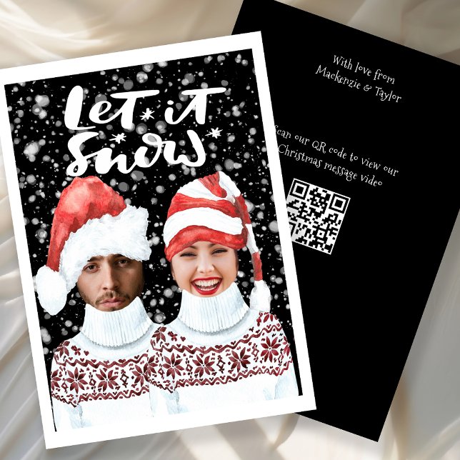 Funny Photo Interactive Christmas Let It Snow Holiday Card (Funny Photo Interactive Christmas Let It Snow Holiday Card by Ricaso. Santa and Elf fun photographs)