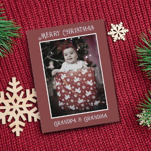 Funny Photo   Merry Christmas Grandpa Grandma Postcard