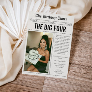 Funny Photo Newspaper 40th Birthday Invitation
