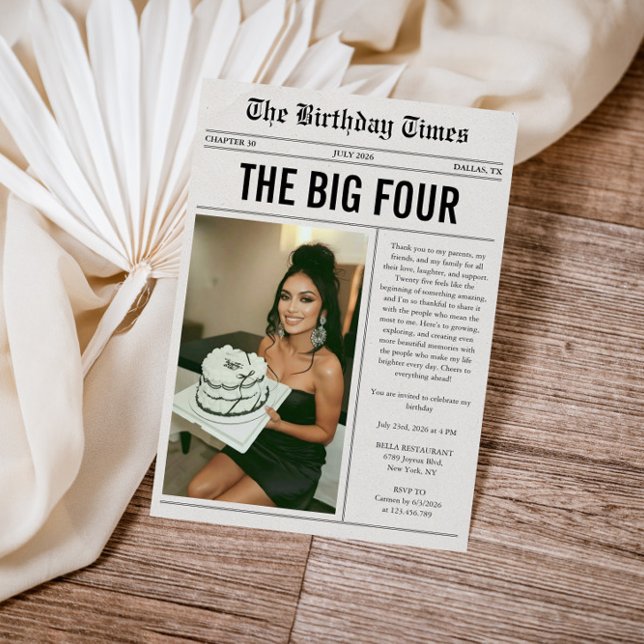 Funny Photo Newspaper 40th Birthday Invitation (Creator Uploaded)