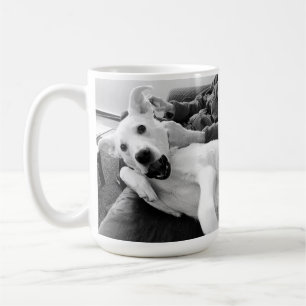 Funny Photo of Happy Dog B & W Photography Coffee Mug
