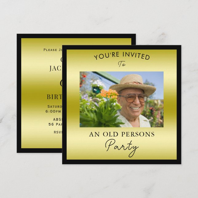 Funny Photo "Old Persons" 65th Birthday Invitation (Front/Back)