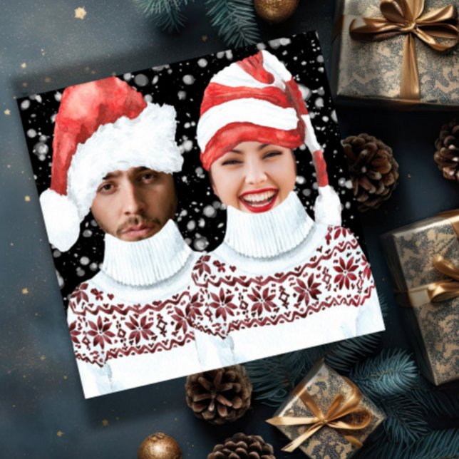 Funny Photo Personalised Christmas (Funny Photo Personalized Christmas cards from Ricaso. Santa and Elf upload your own photos)