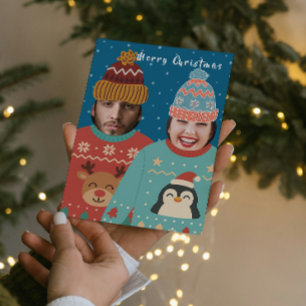 Funny Photo Personalised Christmas Jumper Holiday Card
