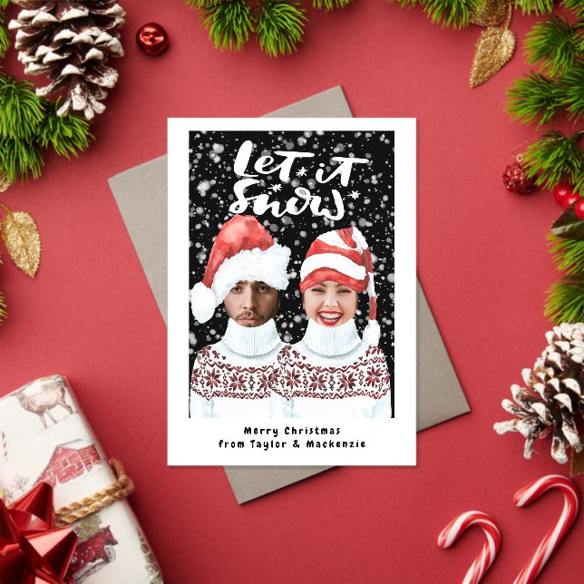 Funny Photo Personalised Christmas Let It Snow Acrylic Invitations (Insitu (Holiday))
