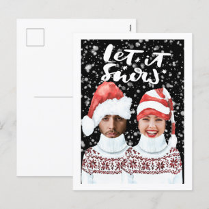 Funny Photo Personalised Christmas Let It Snow Holiday Postcard