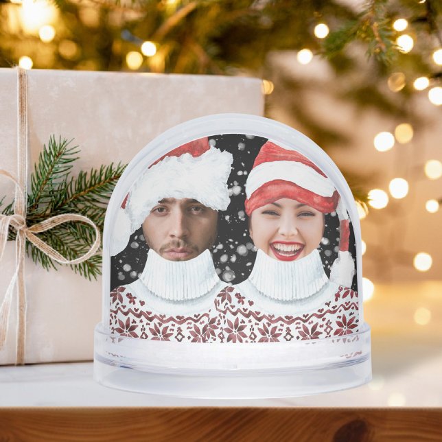 Funny Photo Personalised Christmas Let It Snow Snowglobe (Funny Photo Personalized Christmas Let It Snow Snow Globe by Ricaso. Add two photos great gift idea)