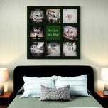 Funny Photo Personalised Gifts for Husband Green Canvas Print<br><div class="desc">Turn your love story into a whimsical work of art with our Funny Photo Personalised Gifts for Husband Green Canvas Print. Against a captivating forest green vintage backdrop, this canvas beautifully portrays eight cherished photos, each capturing the essence of your beloved couple's activities. With nine customisable text spaces, infuse your...</div>