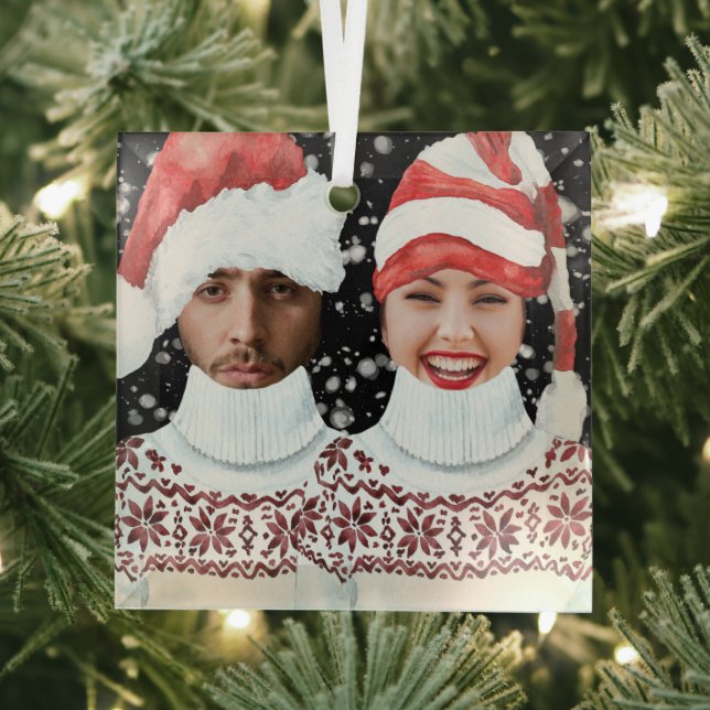 Funny Photo Personalized Christmas Glass Tree Decoration (Insitu)