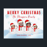 Funny Photo Snowman Family   Postcard<br><div class="desc">Celebrate the holiday season with our Merry Christmas Photo Funny Snowman Family , a delightful keepsake that captures the joy of winter festivities. This charming image features a whimsical snowman family, complete with playful expressions that embody the spirit of togetherness. Perfect for holiday cards or seasonal decor, it showcases the...</div>