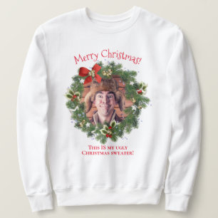 Funny Photo Ugly Christmas Holiday Wreath Sweatshirt