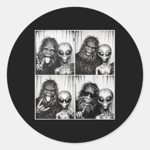 Funny Photobooth Photo Sasquatch Ufo Bigfoot And A Classic Round Sticker