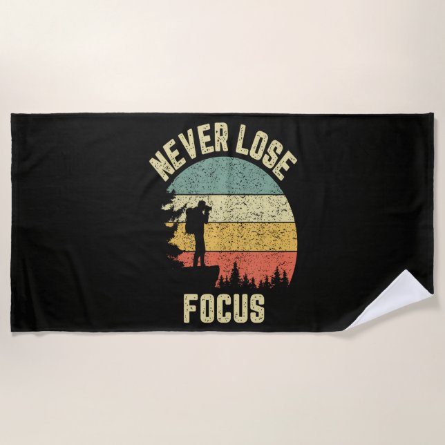 Funny Photographer Camera Never Lose Focus Beach Towel (Front)