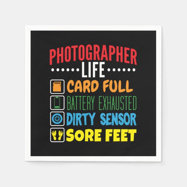 Funny Photographer Life Checklist Napkin (Front)