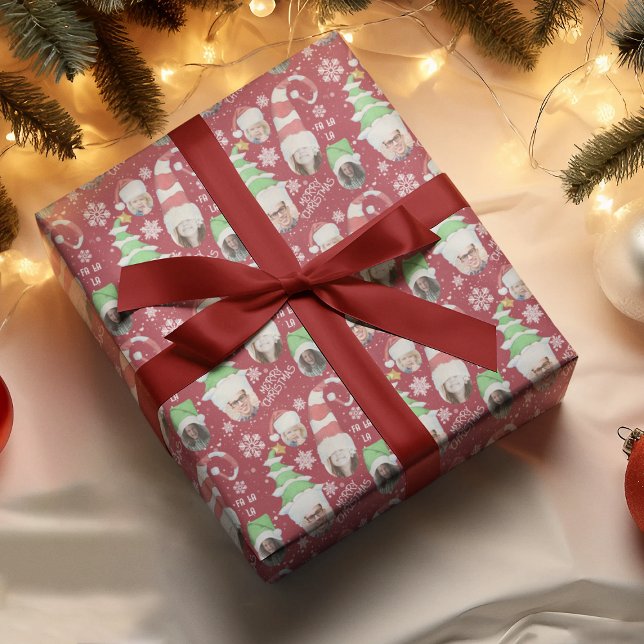 Funny Photos Merry Christmas Novelty Red Gift  Wrapping Paper (Creator Uploaded)