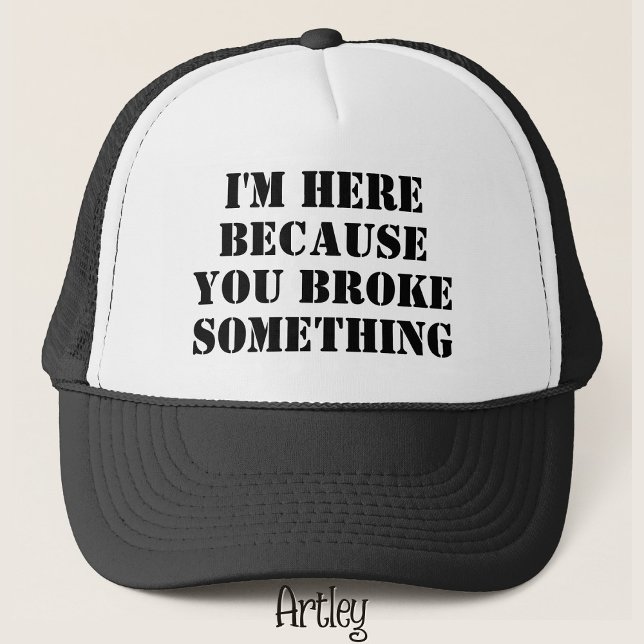 Funny Phrase Handyman Dad Joke Black  Trucker Hat (Creator Uploaded)