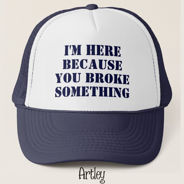 Funny Phrase Handyman Dad Joke Blue Trucker Hat (Creator Uploaded)