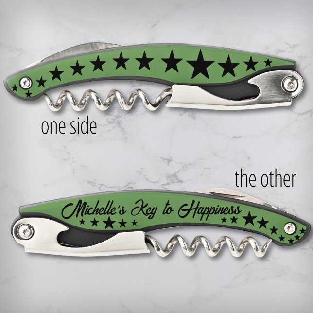 Funny Phrase Wine Custom Name Stars Green  Corkscrew (Creator Uploaded)