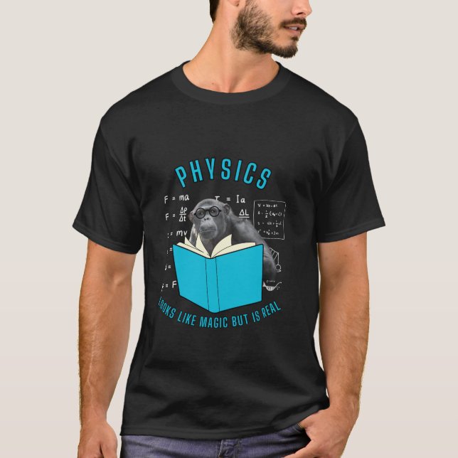 Funny physicist motif with physics monkey and funn T-Shirt (Front)
