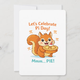 Funny Pi Day Animal with Pie – Math Lover Gift Invitation