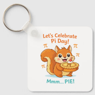 Funny Pi Day Animal with Pie – Math Lover Gift Key Ring