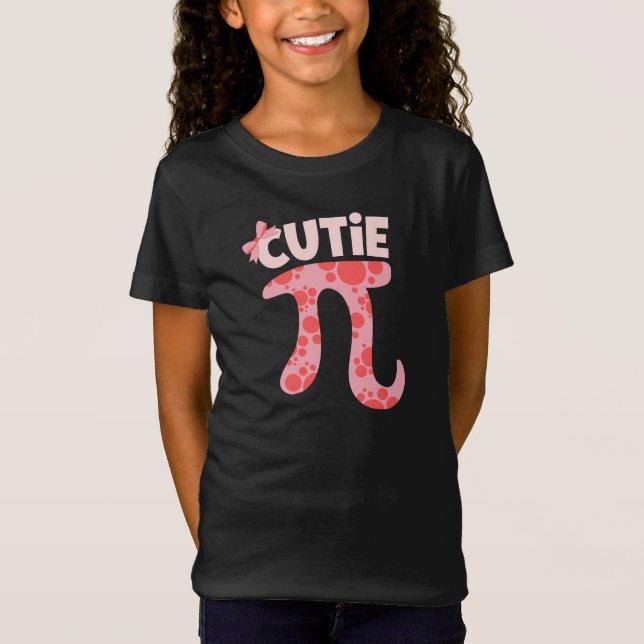 Funny Pi day March 14 cute pink bow math pun T-Shirt (Front)