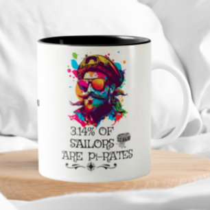 Funny Pi Day Math Geek Nerd Sailor Pirate Two-Tone Coffee Mug
