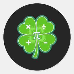 Funny Pi Day Math Patricks Day Luck Shamrock Green Classic Round Sticker