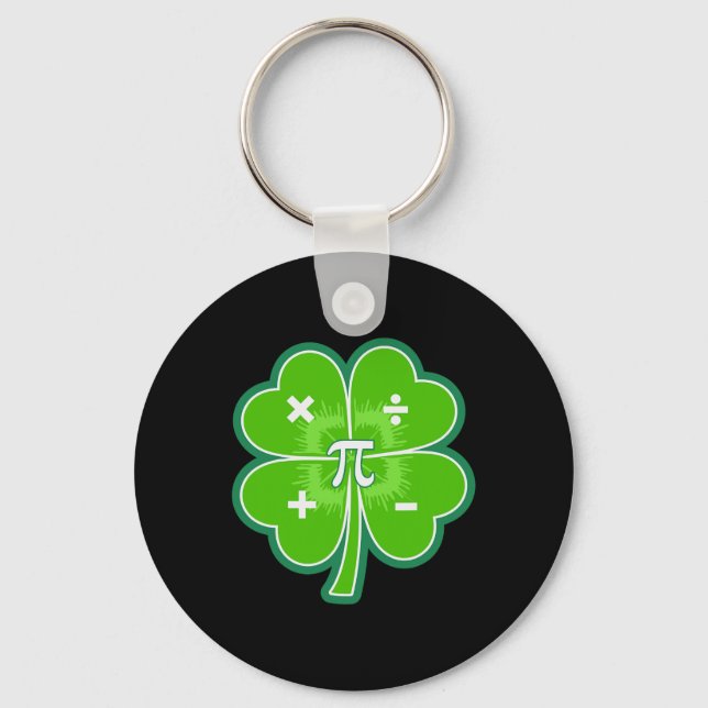 Funny Pi Day Math Patricks Day Luck Shamrock Green Key Ring (Front)