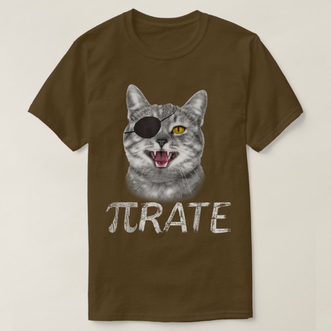 Funny Pi Day Math Science Cat Pirate718 T-Shirt (Design Front)