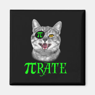 Funny Pi Day Math Science Cat Pirate Colour Magnet