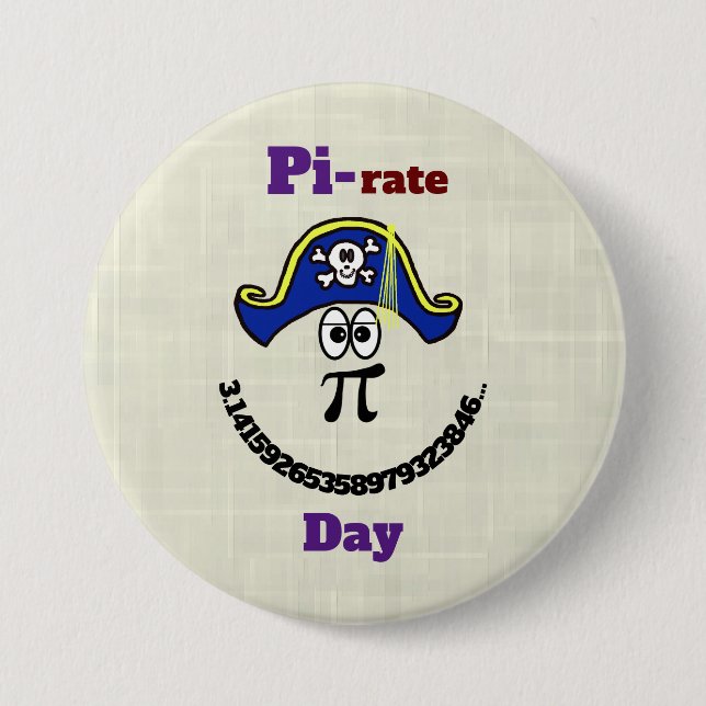 Funny Pi Day Pirate Button (Front)