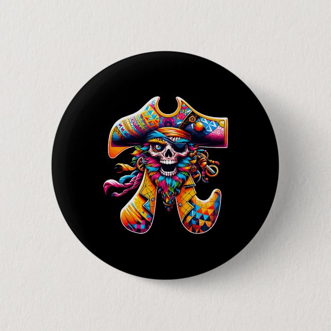 Funny Pi Day Pirate Pi Symbol Math Colourful Mathe 6 Cm Round Badge (Front)