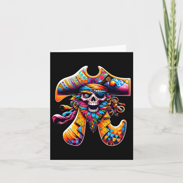 Funny Pi Day Pirate Pi Symbol Math Colourful Mathe Card (Front)